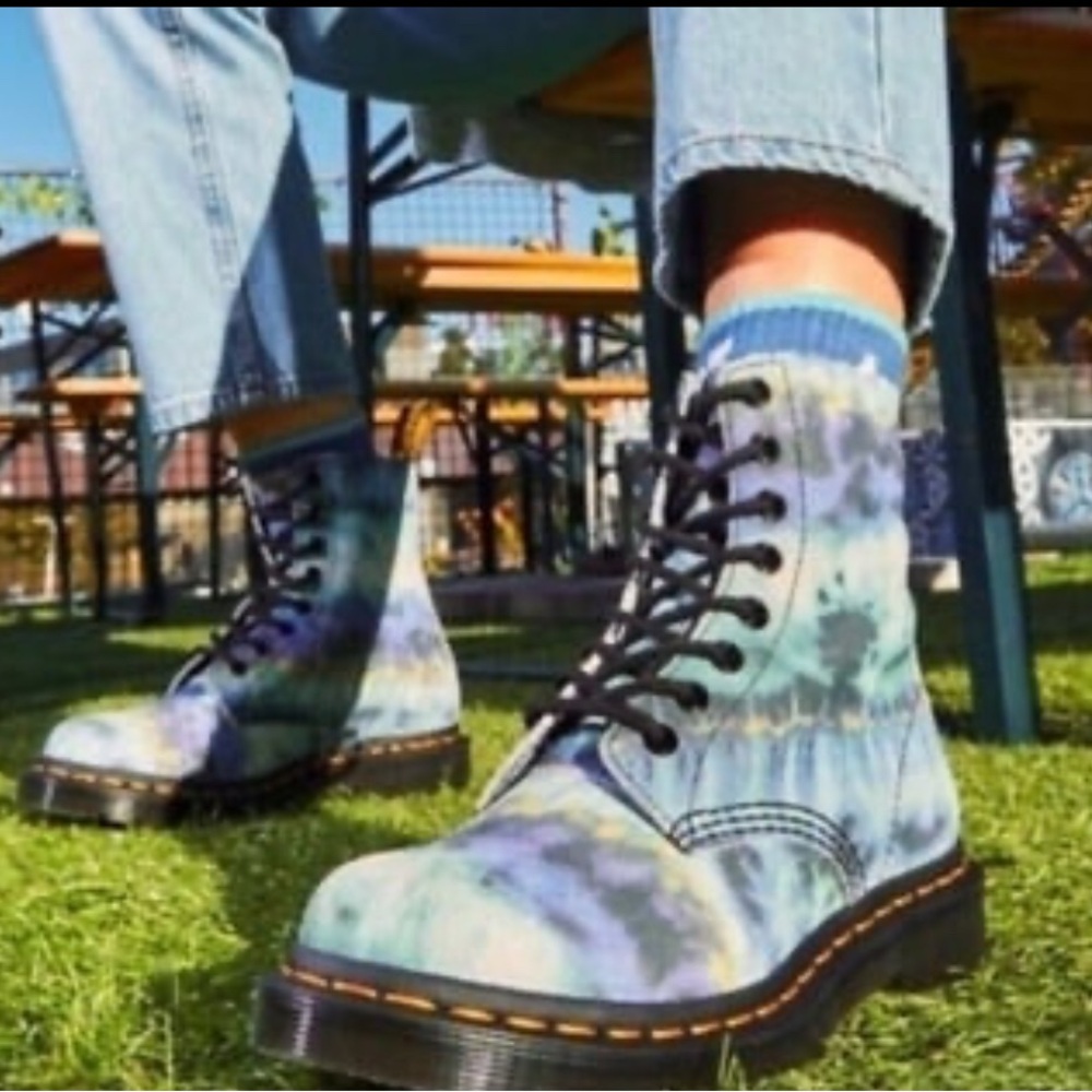 Dr Martens Pascal 1460 Summer Tie Dye Lace Up Combat Boots - Size 36 / Ladies 5